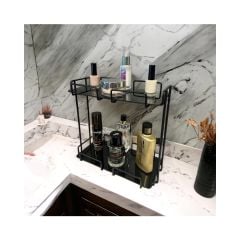 2 Katlı Siyah Banyo ve Kozmetik Düzenleyici