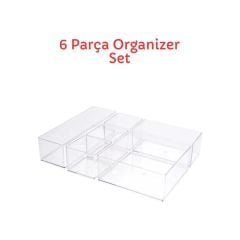 6 Parça Şeffaf Tasarım Modüler Saklama Kabı