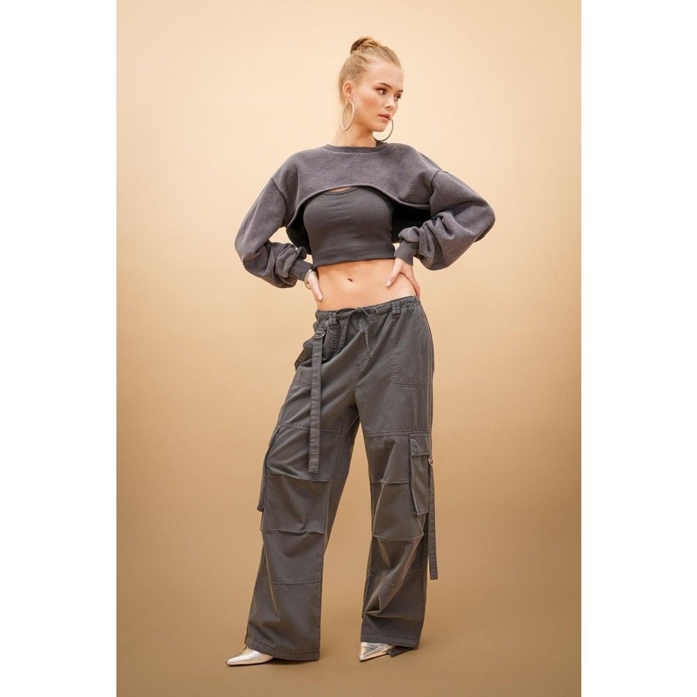 Defacto Coool Wide Leg Kargo Gabardin Pantolon