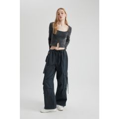Defacto Coool Wide Leg Kargo Gabardin Pantolon