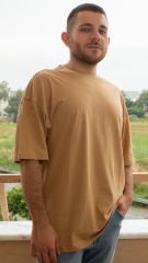 Kahverengi Baskısız Oversize Unisex T-shirt