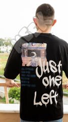 Unisex Just One Left Baskılı Oversize T-shirt