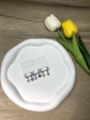 Gümüş Rengi Yıldız Figürlü Renkli 6'lı Set Küpe