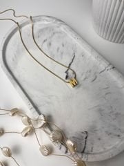 Altın Rengi Minimal  Model ‘M' Harfli Çelik Kolye