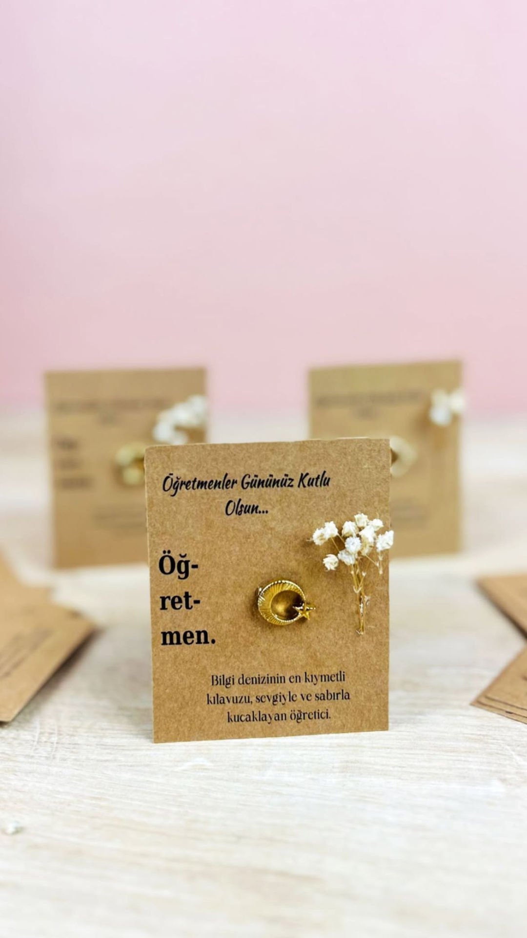 Altın Kaplama Öğretmenler Günü Ay Yıldız Broş