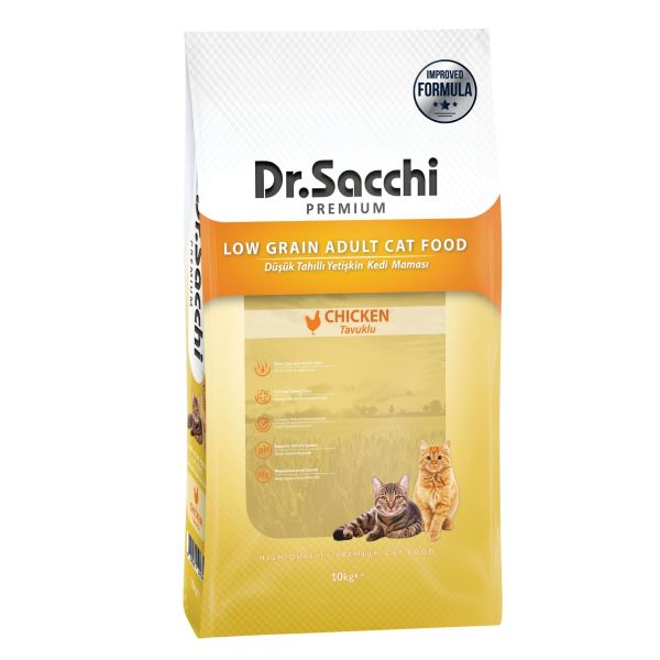 Dr.Sacchi Premium Düşük Tahıllı Tavuklu Kedi Maması 10 Kg