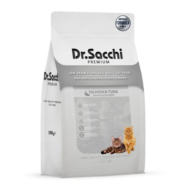Dr.Sacchi Premium Düşük Tahıllı Kısırlaştırılmış Yetişkin Kedi Maması 1 Kg