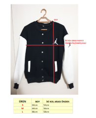 Unisex Oversize Pamuklu Kolej Ceketi Siyah Mavi - S