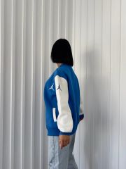 Unisex Oversize Pamuklu Kolej Ceketi Siyah Mavi - S