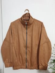 Unisex Oversize Bol Kesim Süet Ceket Pantolon ikili Takım Kahverengi Kahverengi - S