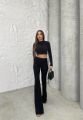Sırtı Açık Simli Kumaş Kısa Crop Bluz Siyah Siyah - L