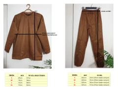 Çok Bol Oversize Bol Kesim Süet Sweat Pantolon ikili Takım Kahverengi - XL