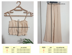 Gofre Kumaş Crop Bluz Pantolon İkili Takım Siyah - M