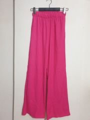 Gofre Kumaş Crop Bluz Pantolon İkili Takım Fuşya - M