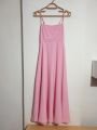 İnce Askılı Astarlı Maxi Dizaltı Elbise Pembe - M