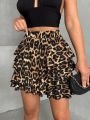 Kat Kat Şortlu Mini Kloş Etek Leopar - M