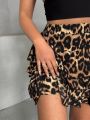 Kat Kat Şortlu Mini Kloş Etek Leopar - L