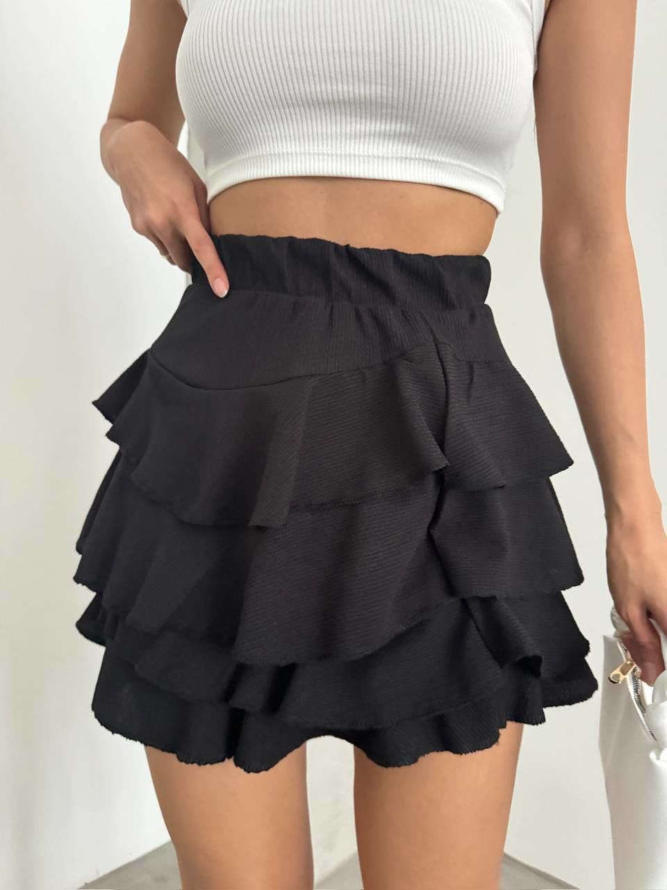 Kat Kat Kloş Mini Şort Siyah - L