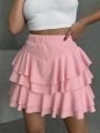 Kat Kat Şortlu Mini Kloş Etek Pembe - L