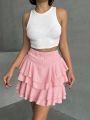 Kat Kat Şortlu Mini Kloş Etek Pembe - L