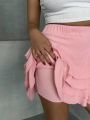 Kat Kat Şortlu Mini Kloş Etek Pembe - L