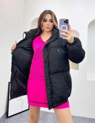 Oversize Bol Kesim Uzun Salaş Mont Siyah - L