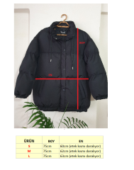 Oversize Bol Kesim Uzun Salaş Mont Siyah - L