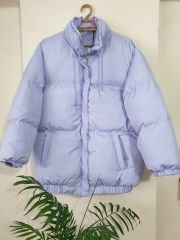 Oversize Bol Kesim Uzun Salaş Mont Lila - L
