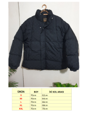 Oversize Kendinden Desenli Şişme Salaş Mont Siyah - XXXL