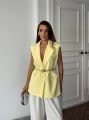 Oversize Salaş Kemerli Blazer Yelek Bebe Mavi - L