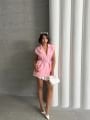Oversize Salaş Kemerli Blazer Yelek Pembe - L