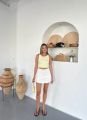 Fitilli Fiyonklu Askılı Crop Atlet Bluz Mavi - L