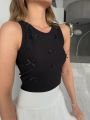 Fitilli Fiyonklu Askılı Crop Atlet Bluz Siyah - L