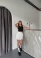 Fitilli Fiyonklu Askılı Crop Atlet Bluz Siyah - L