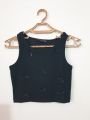 Fitilli Fiyonklu Askılı Crop Atlet Bluz Siyah - L