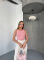 Fitilli Fiyonklu Askılı Crop Atlet Bluz Pembe - L