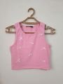 Fitilli Fiyonklu Askılı Crop Atlet Bluz Pembe - L