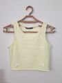 Fitilli Fiyonklu Askılı Crop Atlet Bluz Sarı - L
