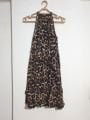 Halter Yaka Beli Lastikli Mini Leopar Elbise