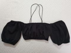 Çapraz Askılı Straplez Takma Kol Crop Büstiyer Bluz Beyaz - M
