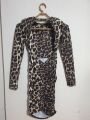 Sırtı Açık Drapeli Mini Elbise Leopar - L
