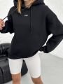 Unisex Kapüşonlu Oversize Salaş Off Yazılı Sweatshırt Siyah - L