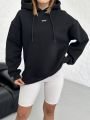 Unisex Kapüşonlu Oversize Salaş Off Yazılı Sweatshırt Siyah - L