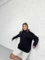 Unisex Kapüşonlu Oversize Salaş Off Yazılı Sweatshırt Siyah - L