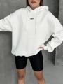 Unisex Kapüşonlu Oversize Salaş Off Yazılı Sweatshırt Beyaz - L