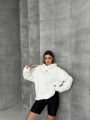 Unisex Kapüşonlu Oversize Salaş Off Yazılı Sweatshırt Beyaz - L