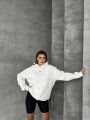 Unisex Kapüşonlu Oversize Salaş Off Yazılı Sweatshırt Beyaz - L