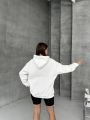 Unisex Kapüşonlu Oversize Salaş Off Yazılı Sweatshırt Beyaz - L