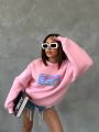 Bisiklet Yaka Oversize Salaş Pamuklu Şardonlu Sweatshirt Pembe - L