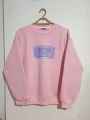 Bisiklet Yaka Oversize Salaş Pamuklu Şardonlu Sweatshirt Pembe - L
